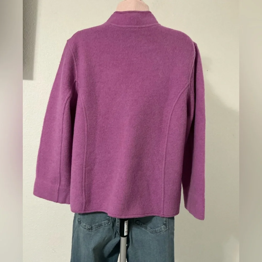 EUC Eileen Fisher Lambswool Cotton Single Button Lilac/Purple Jacket L